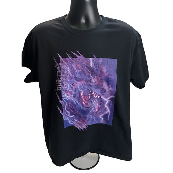 Wolf Lightning Anime-Inspired Graphic Tee with Japanese Kanji - Black Shirt XL - Picture 1 of 9